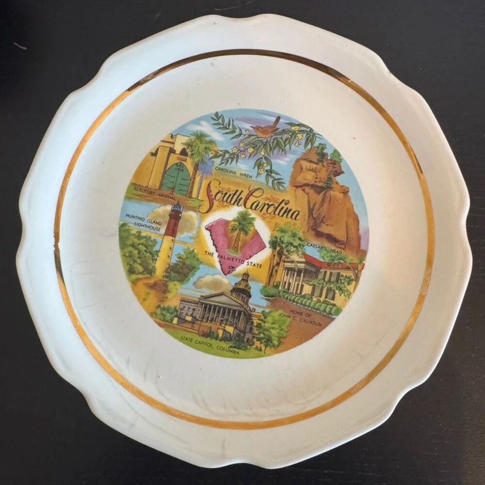 vintage South Carolina decorative souvenir ceramic plate